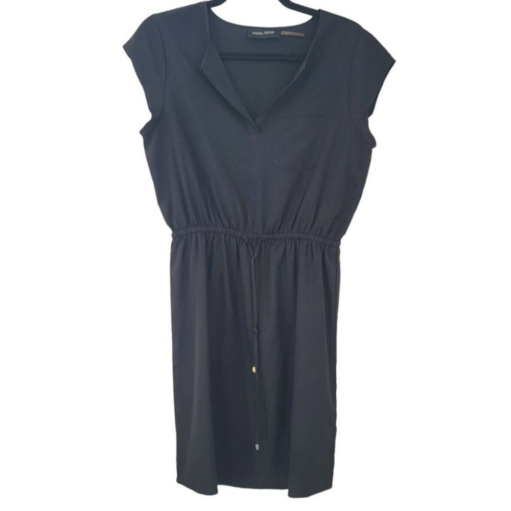 Ivanka Trump Little Black Dress Tie Waist Womens Size 2 Mid Length Drop Waist - Picture 1 of 6